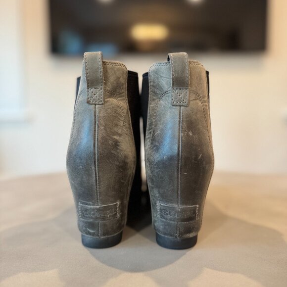 Sorel Lea Wedge Boot Women's size 9 Gray Leather - Picture 4 of 6
